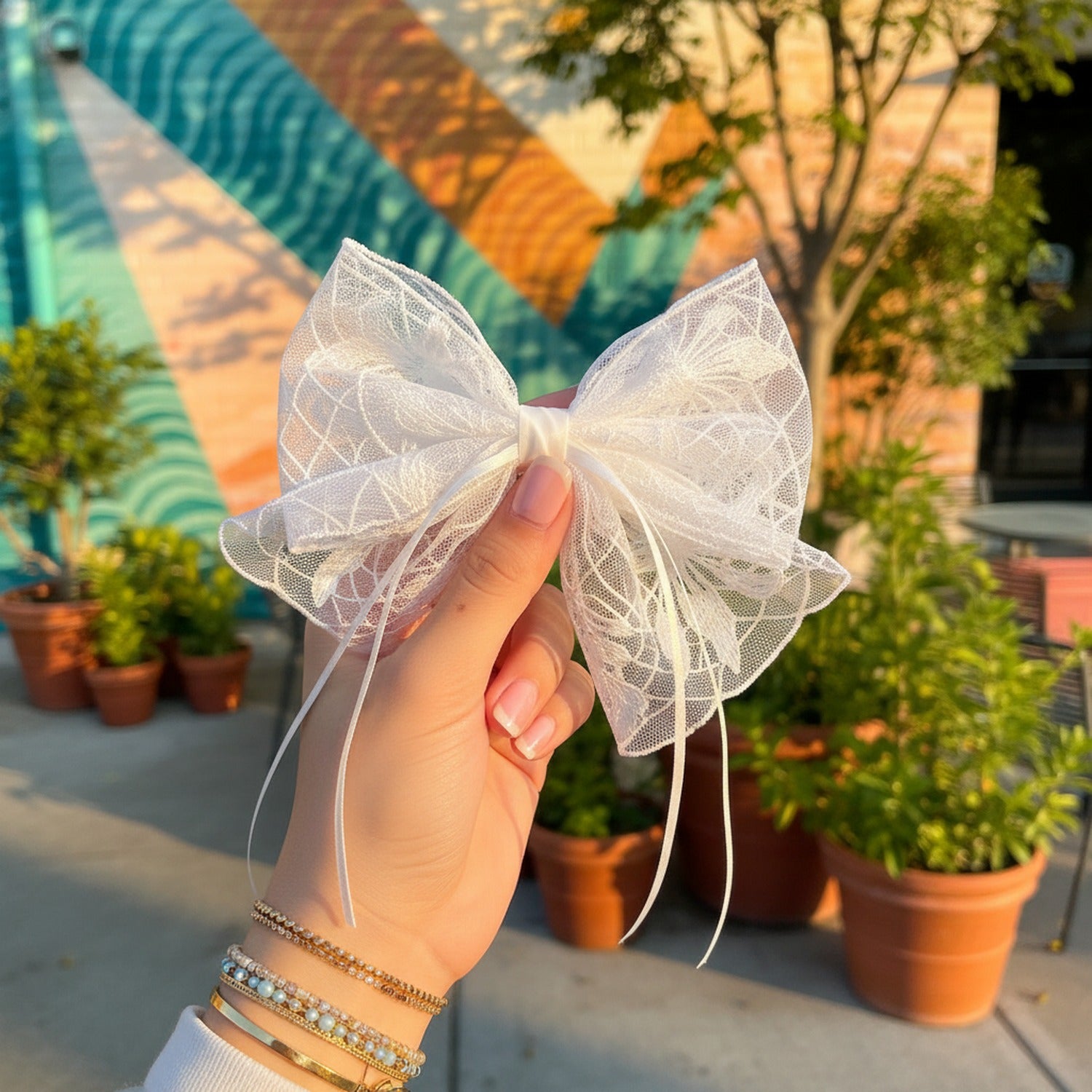 Cream Lace Butterfly Wing Hair Claw Clip