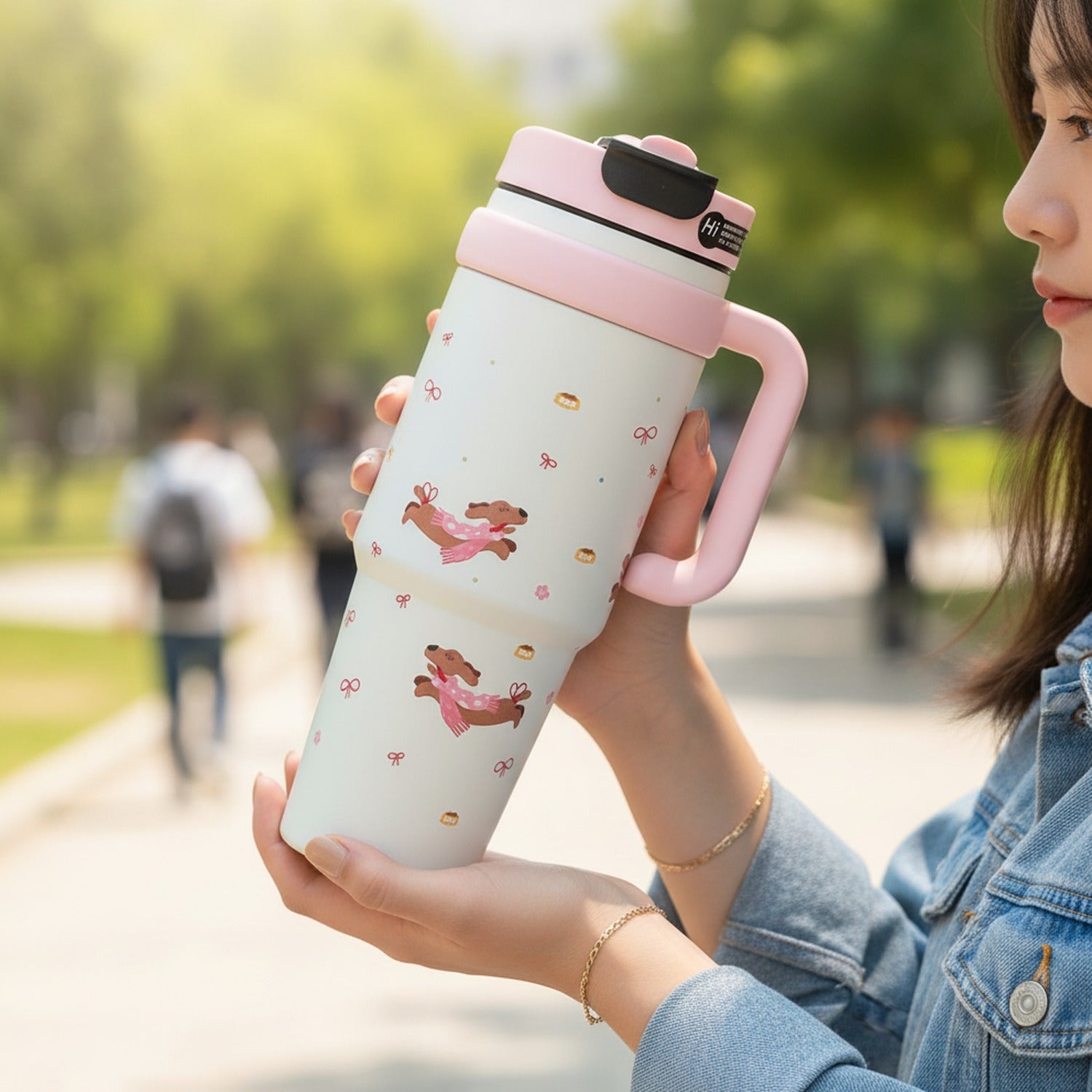 Pink Cherub Angel Bow Insulated Tumbler Cup