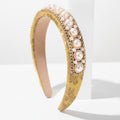 Pearl Beaded Gold Padded Headband