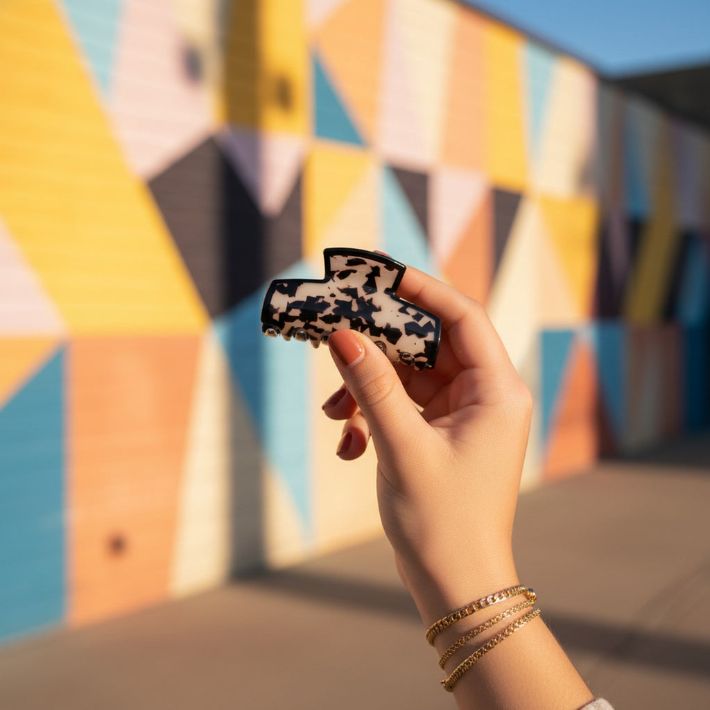 Black & White Tortoiseshell Hair Claw Clip