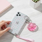 Pink Glitter Shell Acrylic Keyring with Pearl Charm