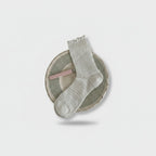 White Textured Crew Socks With Ruffle Trim