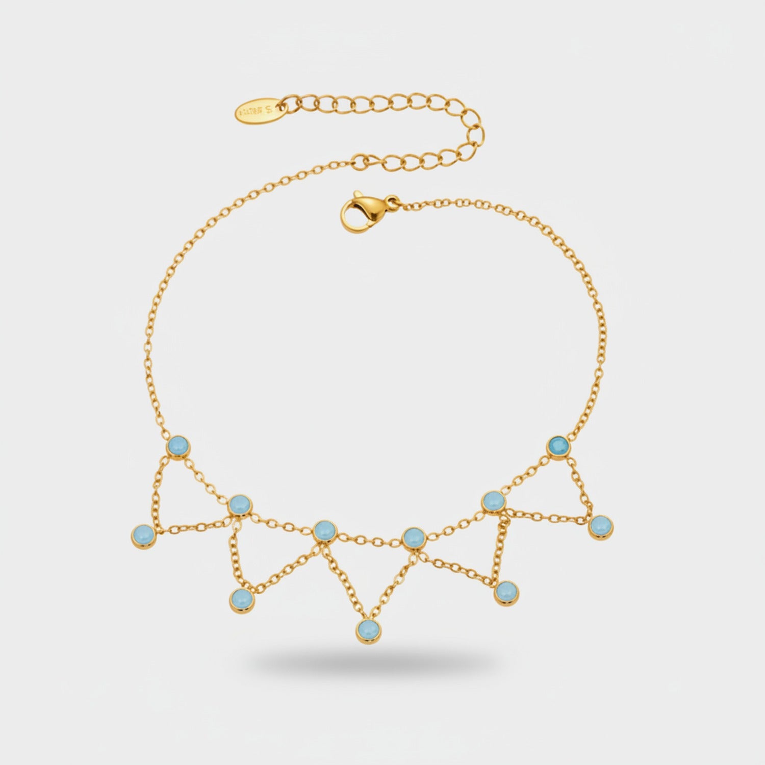 Gold Crystal Charm Dangle Anklet