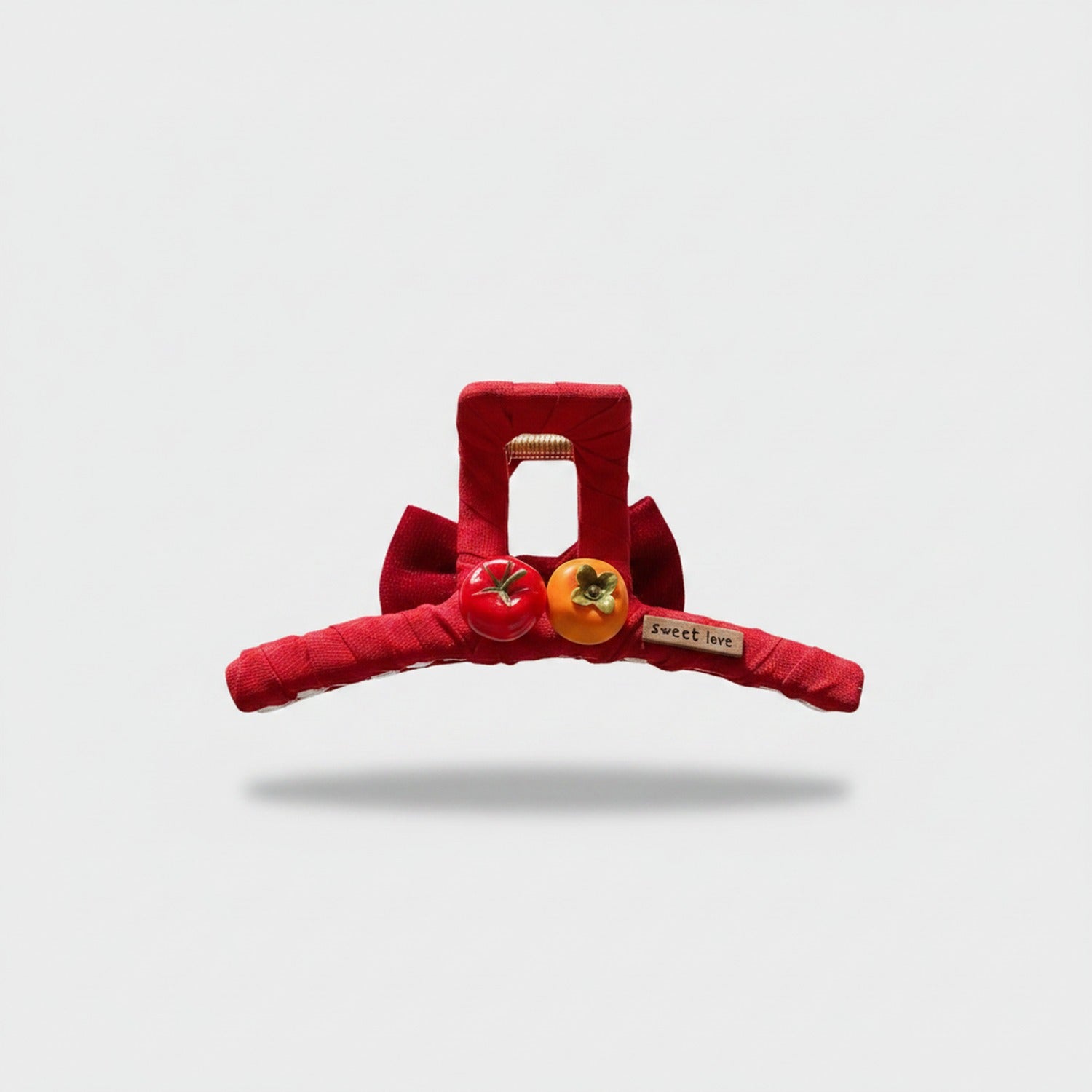Red Velvet Hair Claw With Tomato Charm