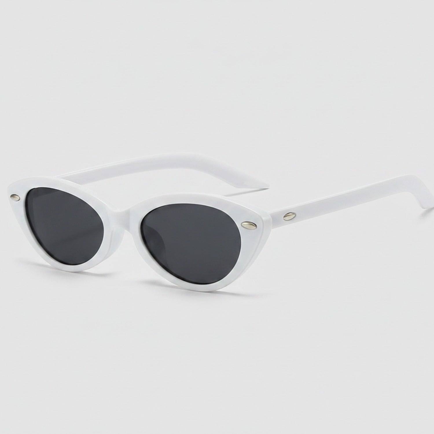 White Cat Eye Sunglasses With Gold Detail