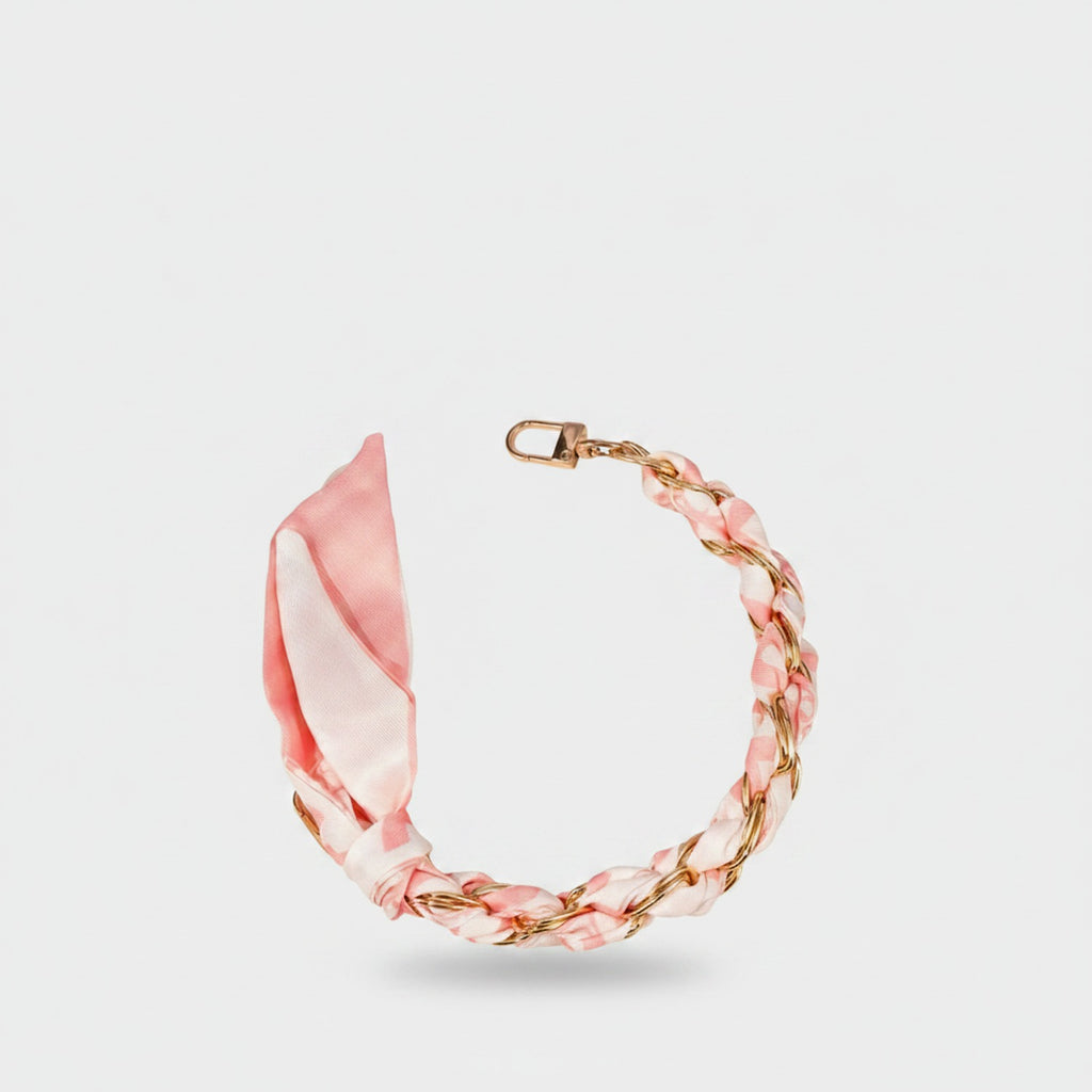 Chain Link Bracelet With Rose Charms - Pink 7/32cm + Clear Clip
