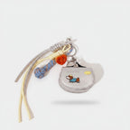 Dog Charm Braided Rope Keychain - Blue Polka Dot Puppy A12 – novelty & toys (view 1)