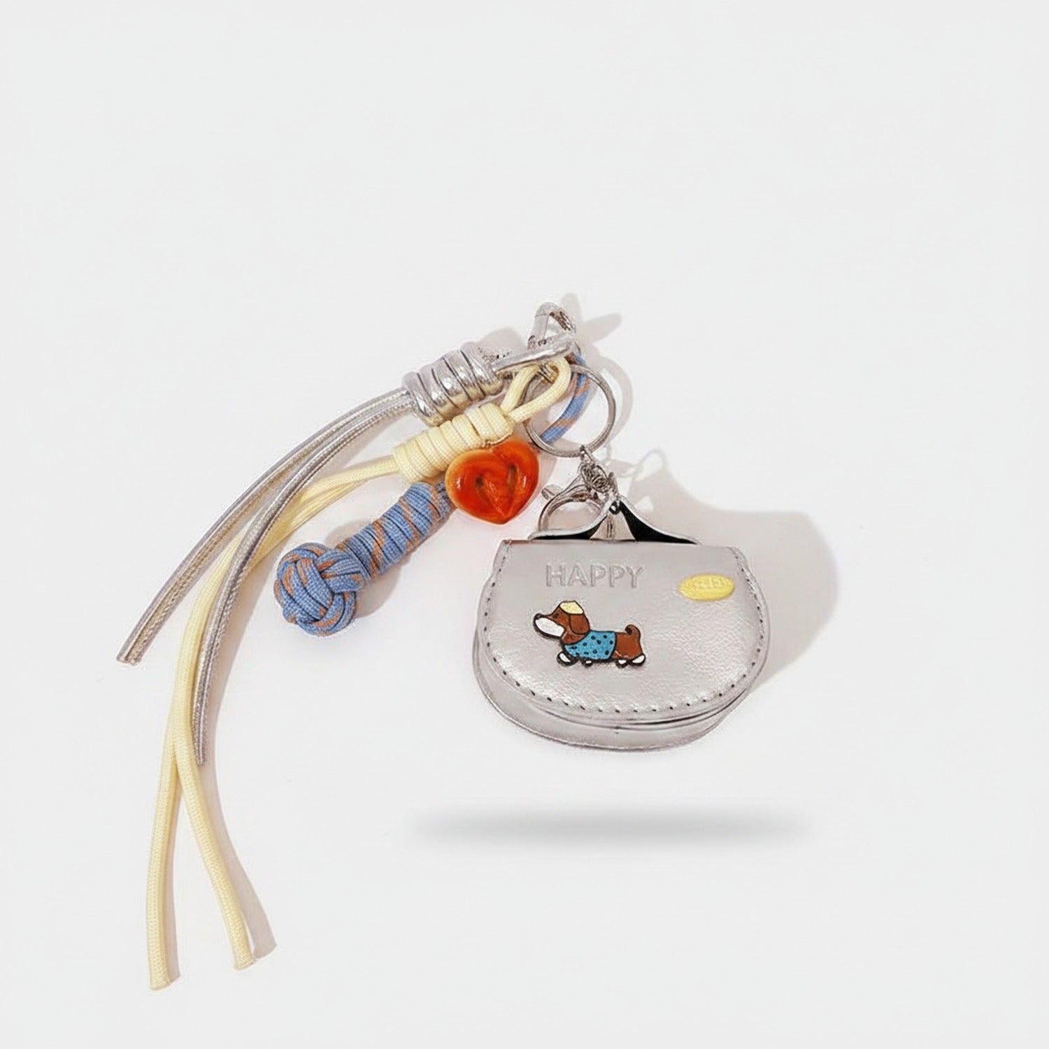 Pastel Yellow Cow Charm Keyring With Ribbon Bow