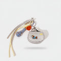 Dog Charm Braided Rope Keychain - Blue Polka Dot Puppy A12