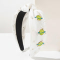 White Padded Headband With Planet Charms
