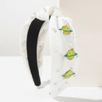 White Padded Headband With Planet Charms