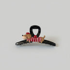 Dachshund Red Striped Hair Claw Clip