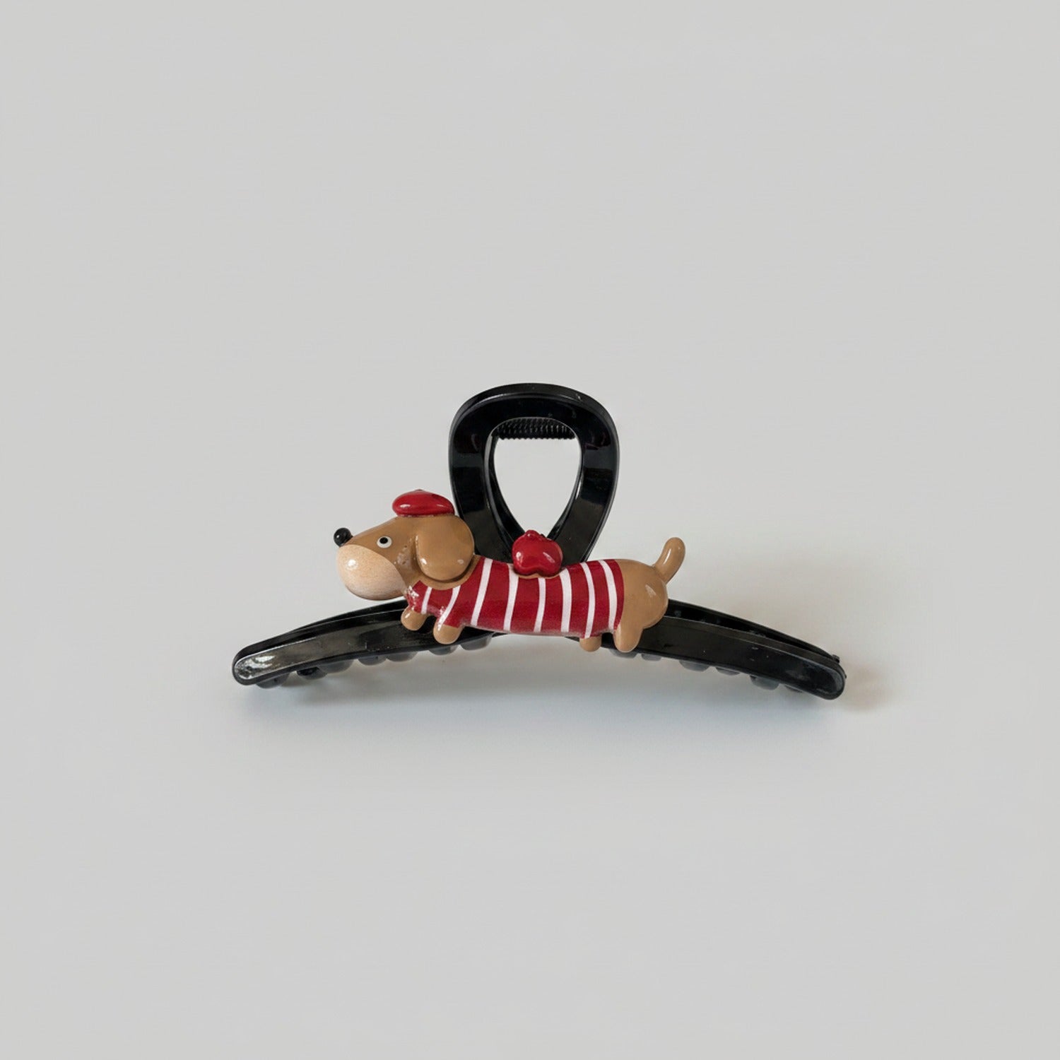 Dachshund Red Striped Hair Claw Clip