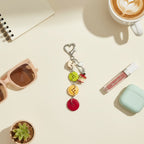 Colorful Button Charm Acrylic Keyring With Heart Clasp