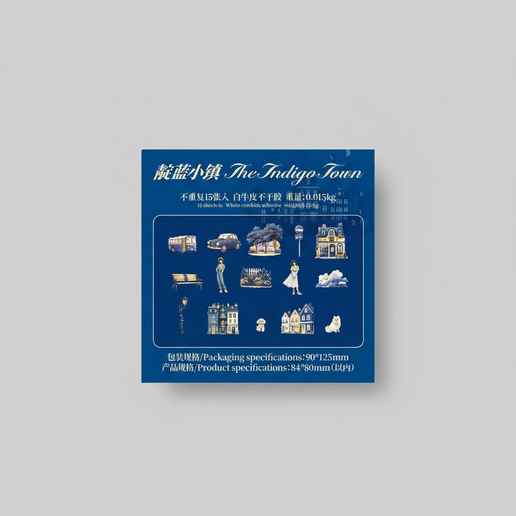 Indigo Town Aesthetic Sticker Sheet Set
