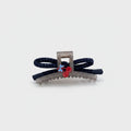 Navy Polka Dot Hair Claw With Flower Charm