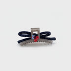 Navy Polka Dot Hair Claw With Flower Charm