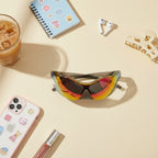 Blue Mirror Shield Wrap Sunglasses
