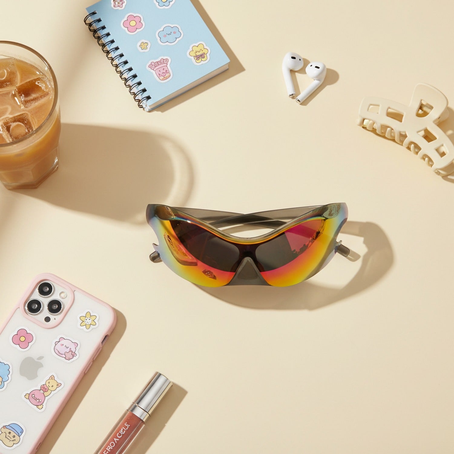 Blue Mirror Shield Wrap Sunglasses