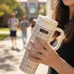 Cream Checkered Tumbler With Whipped Cream Top