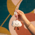 Cute Cloud Plush Keychain With Pink Rope