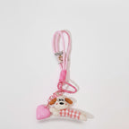 Pink Puppy Heart Charm Keychain With Carabiner