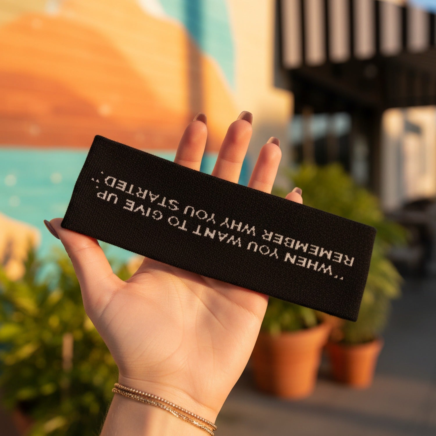 Ribbed Cream Motivational Message Hairband