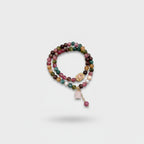 Tourmaline Beaded Bracelet With Rose Quartz Charm