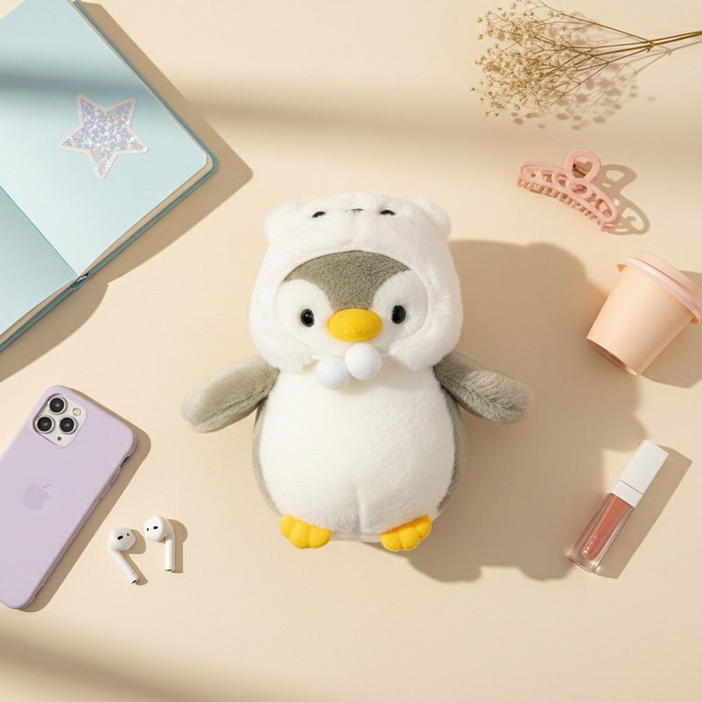 Adorable Penguin Plush Toy With Bear Hood