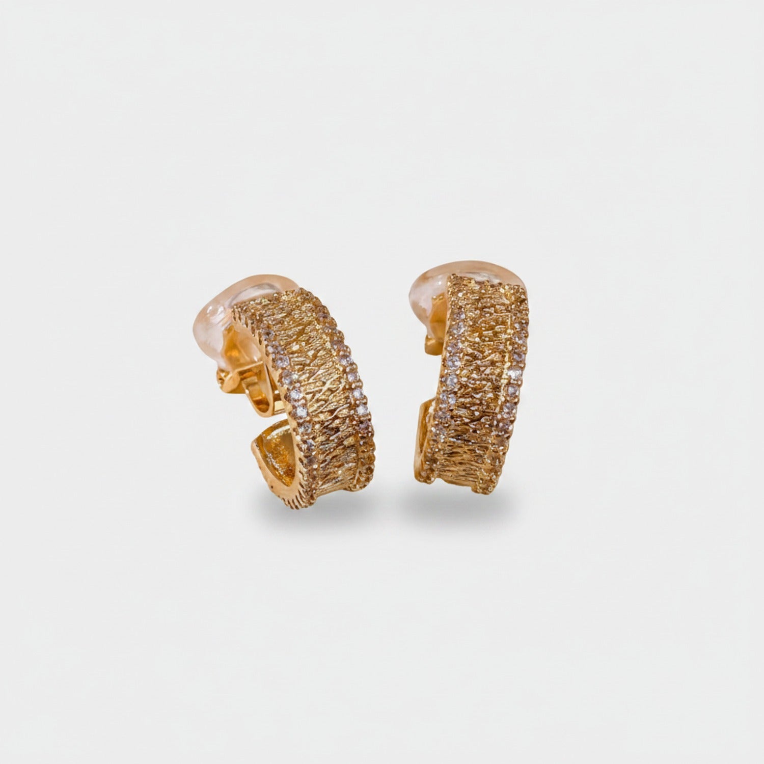 Gold Textured Chunky Huggie Earrings