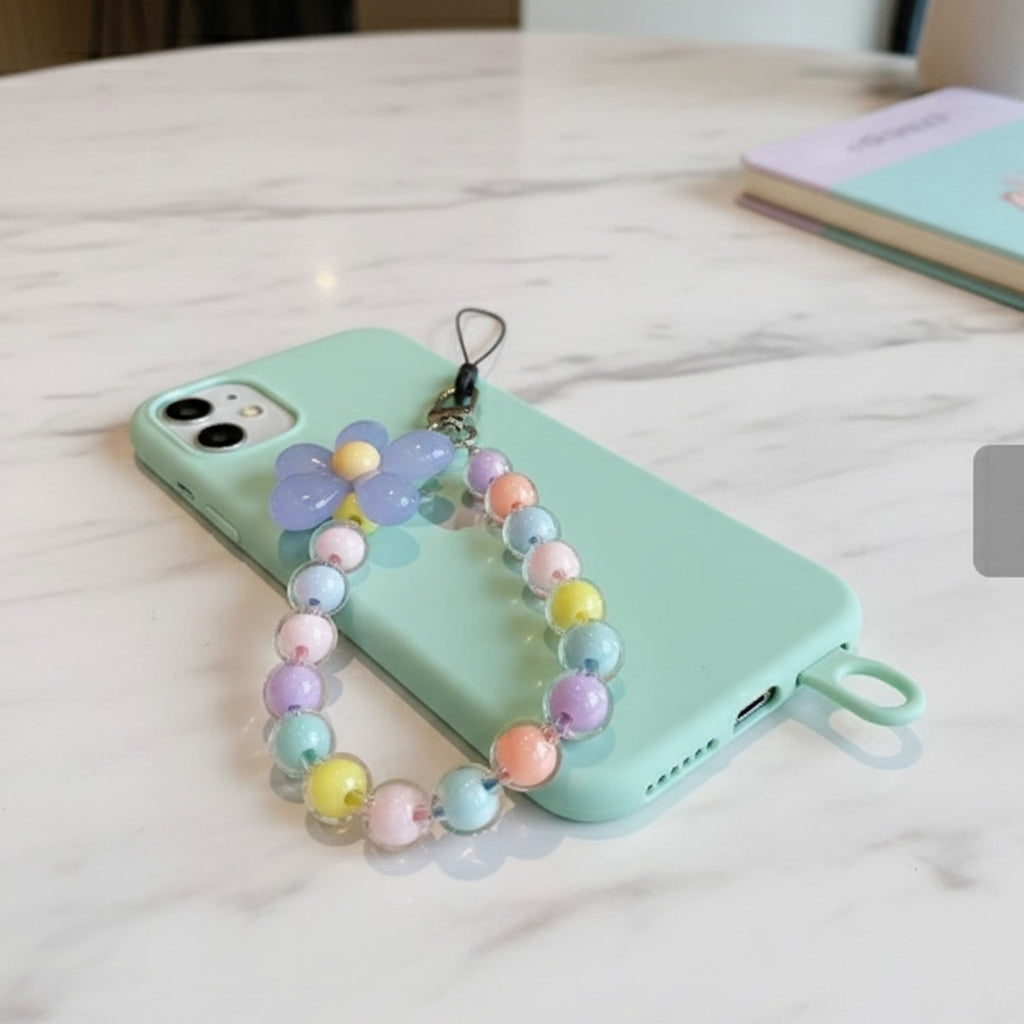Pastel Beaded Flower Acrylic Keyring Charm