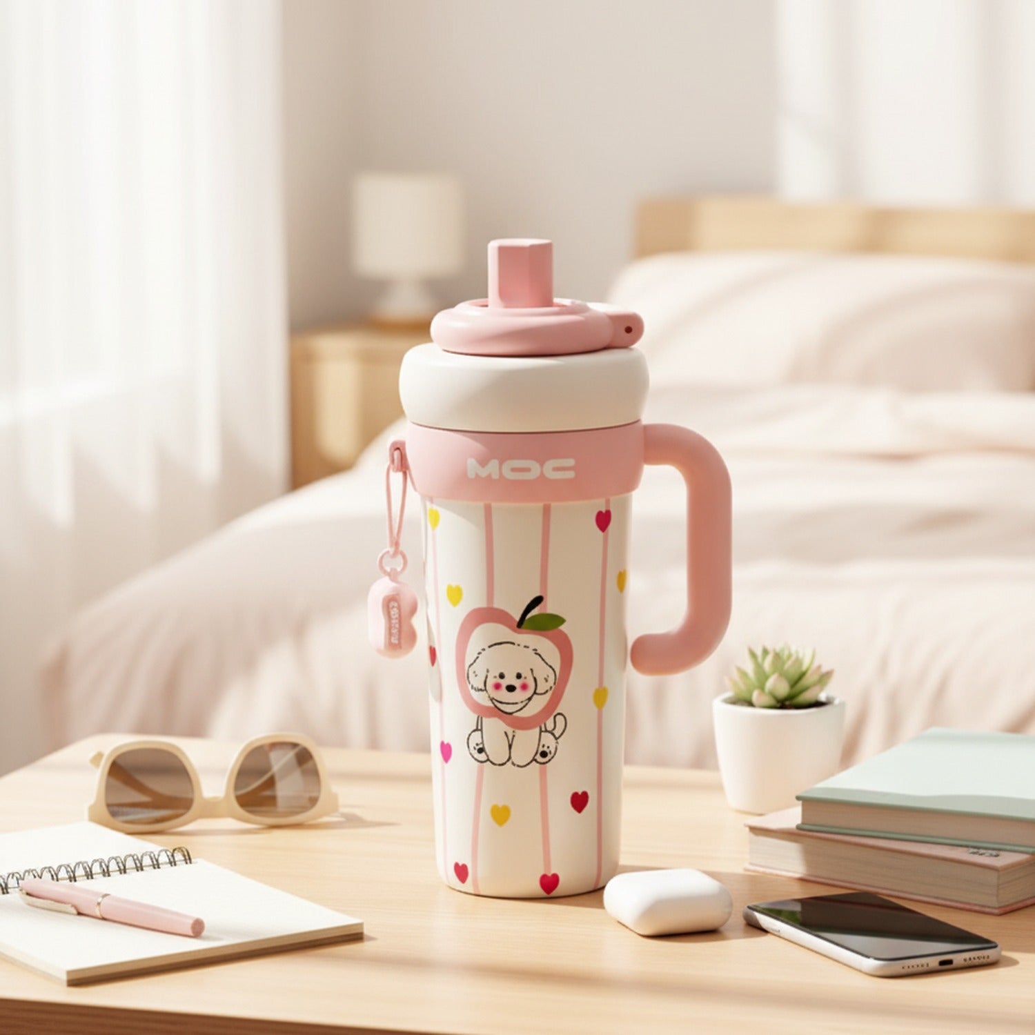 Cute Puppy Heart Stackable Tumbler Cup Pink