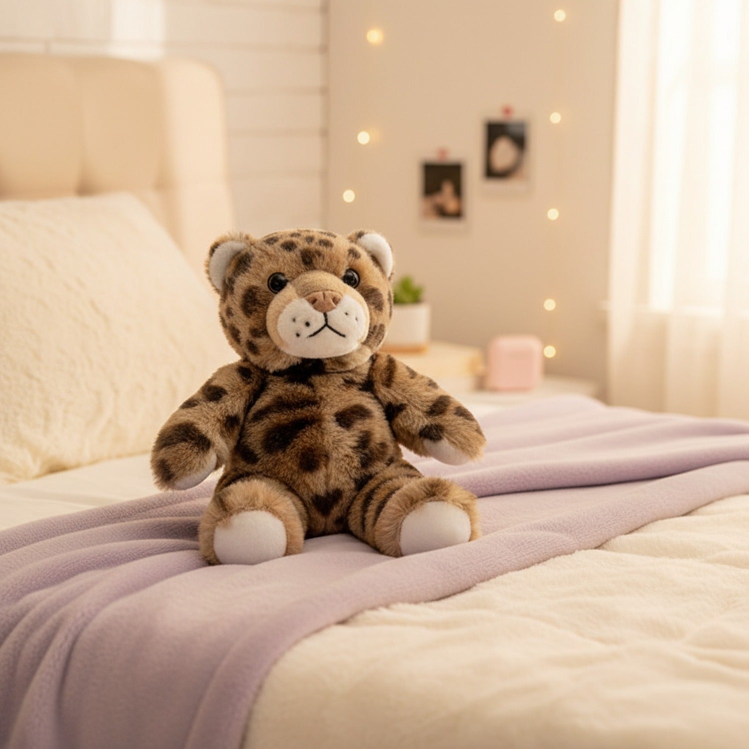 Leopard Print Plush Teddy Bear With Bow