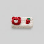 Fluffy Red Bear Strawberry Hair Clip Set