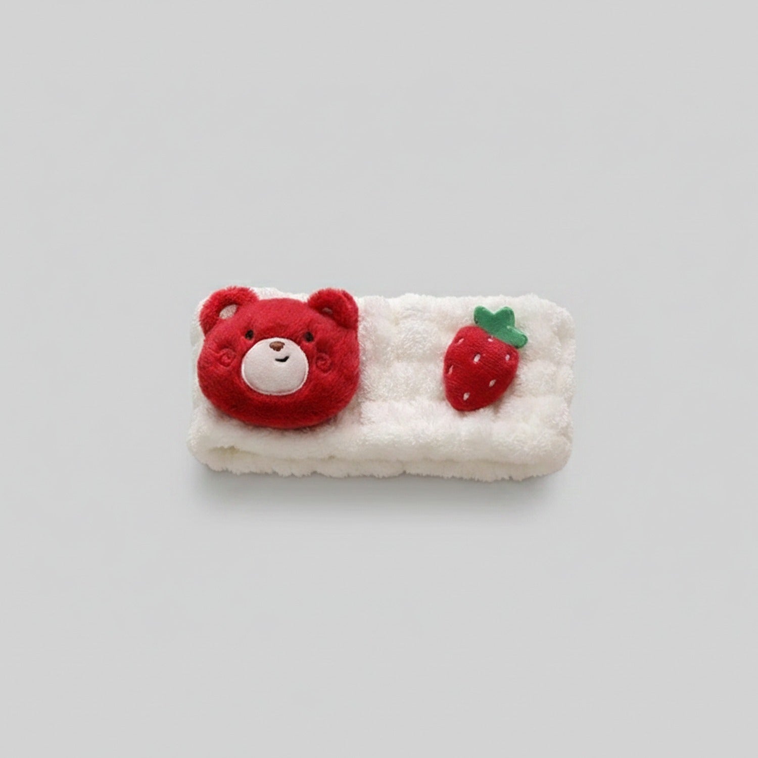 Fluffy Red Bear Strawberry Hair Clip Set