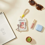 Fuzzy Photo Frame Keychain with Ribbons - White Fuzzy Card Holder with Ribbon – tech (view 5)