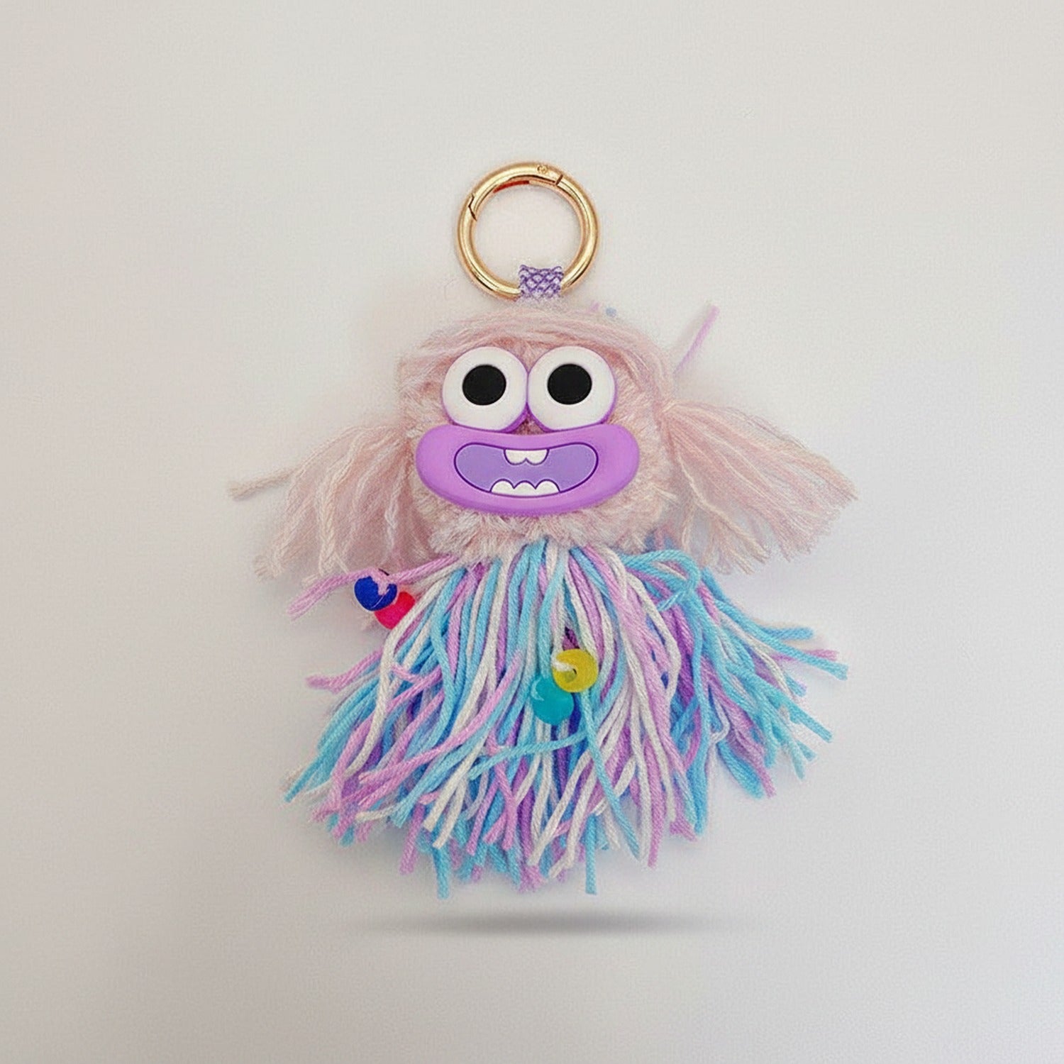 Colorful Fuzzy Monster Acrylic Keyring With Charms