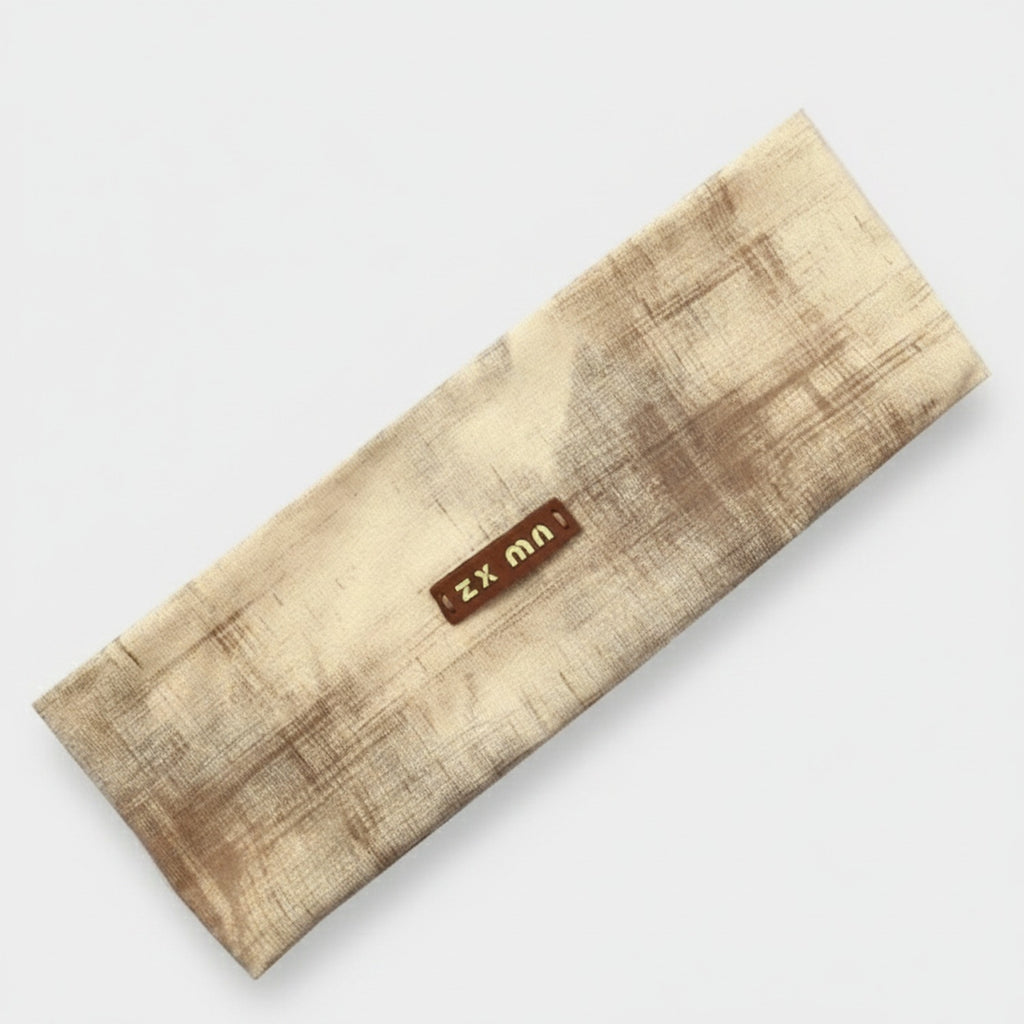 Linen Textured Hair Clip With Brown Leather Accent