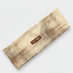 Linen Textured Hair Clip With Brown Leather Accent