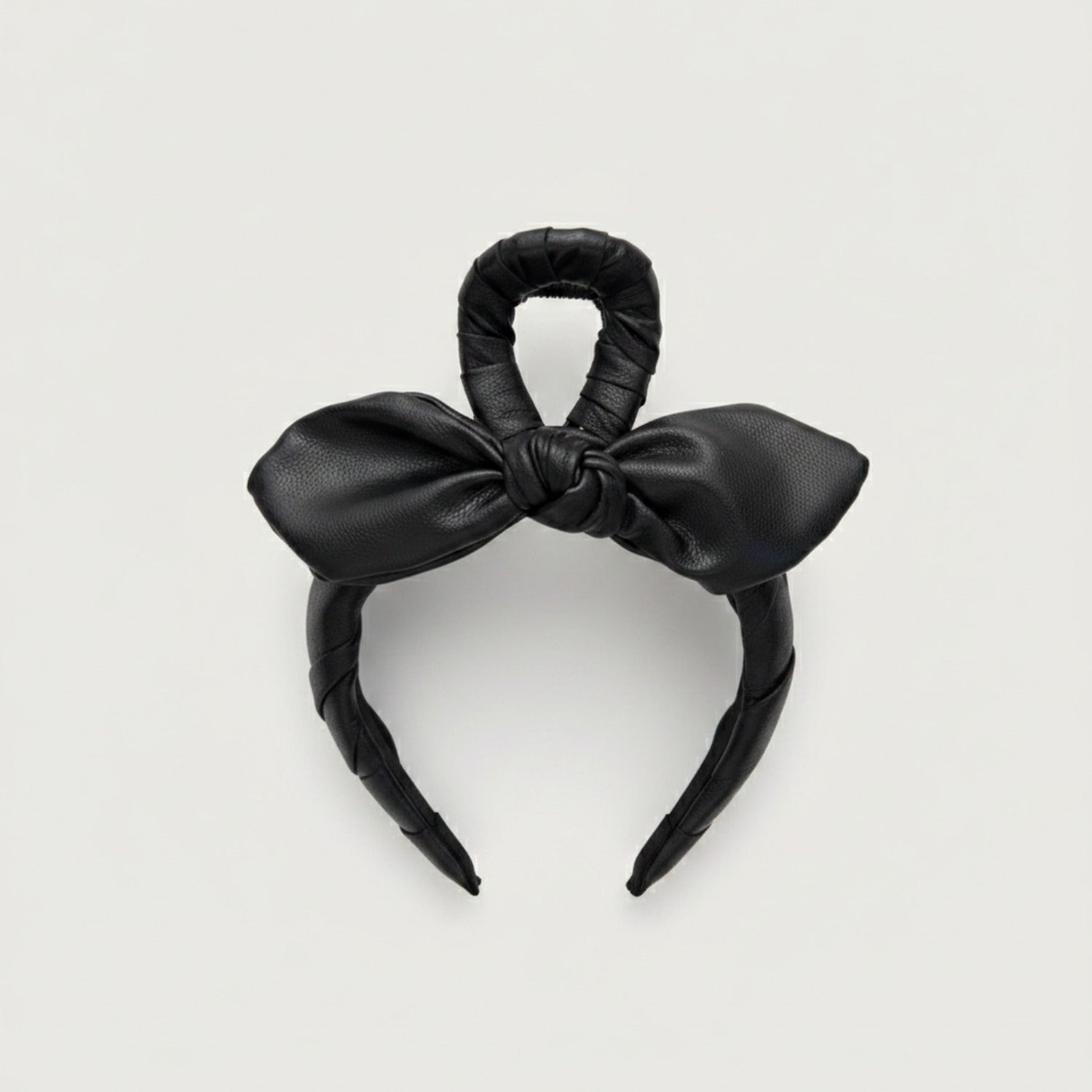 Black Leather Bow Hair Claw Clip