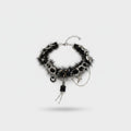 Black Fur Charm Necklace With Dangling Pendants