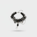 Black Fur Charm Necklace With Dangling Pendants
