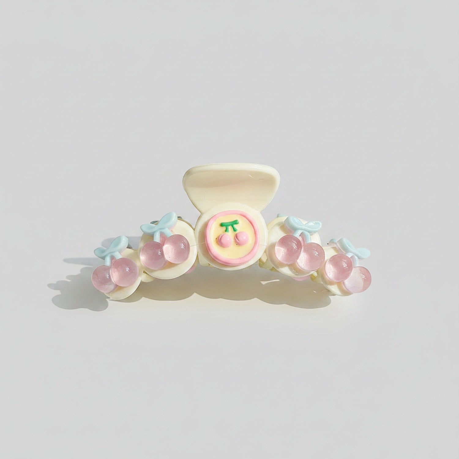 Cream Cherry Beaded Hair Claw Clip