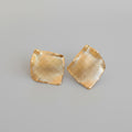 Gold Textured Square Statement Earrings