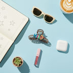 Translucent Brown Hair Claw With Colorful Smiley Charm