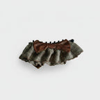 Wool Hair Claw With Brown Leather Bow