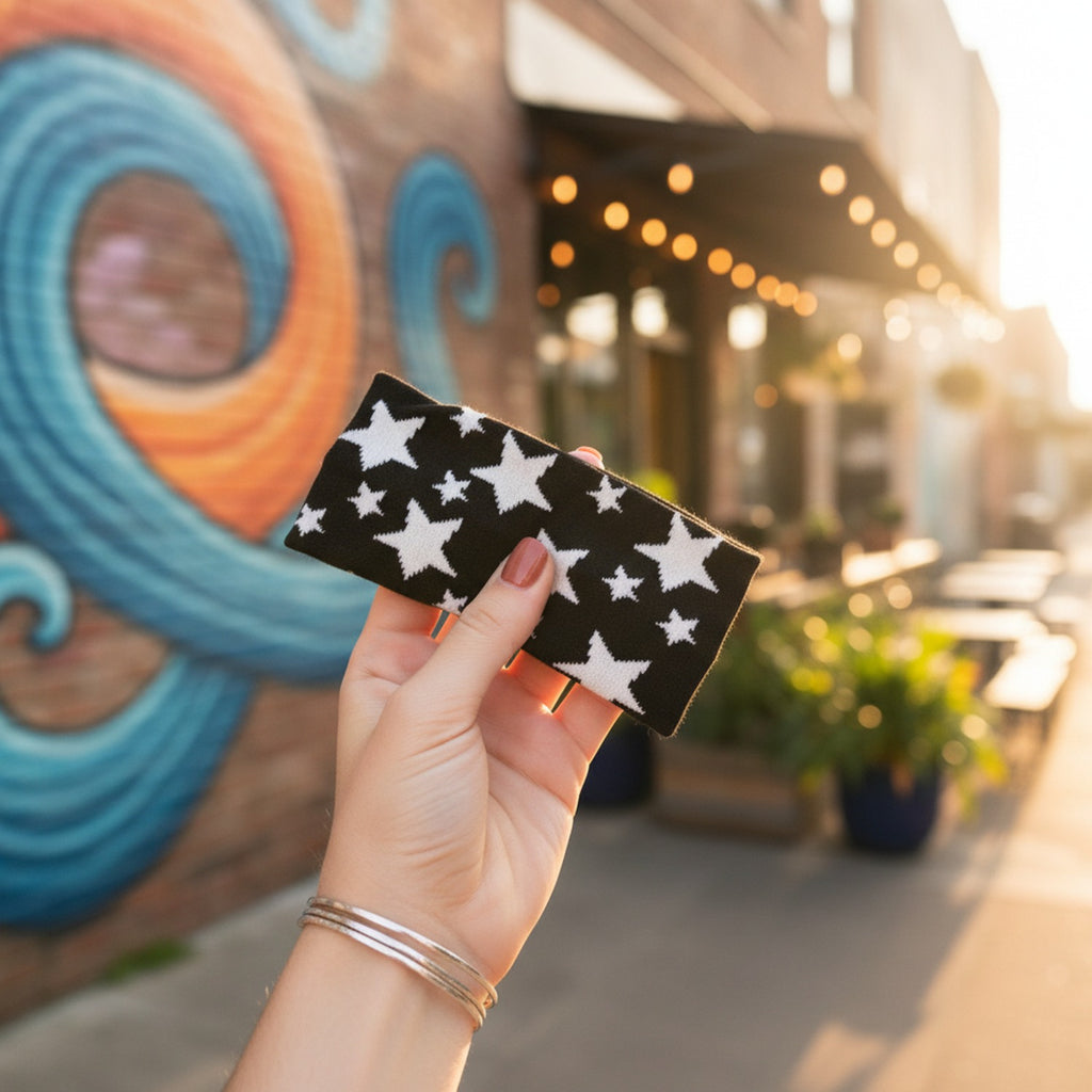 Black Star Knit Headband Wrap