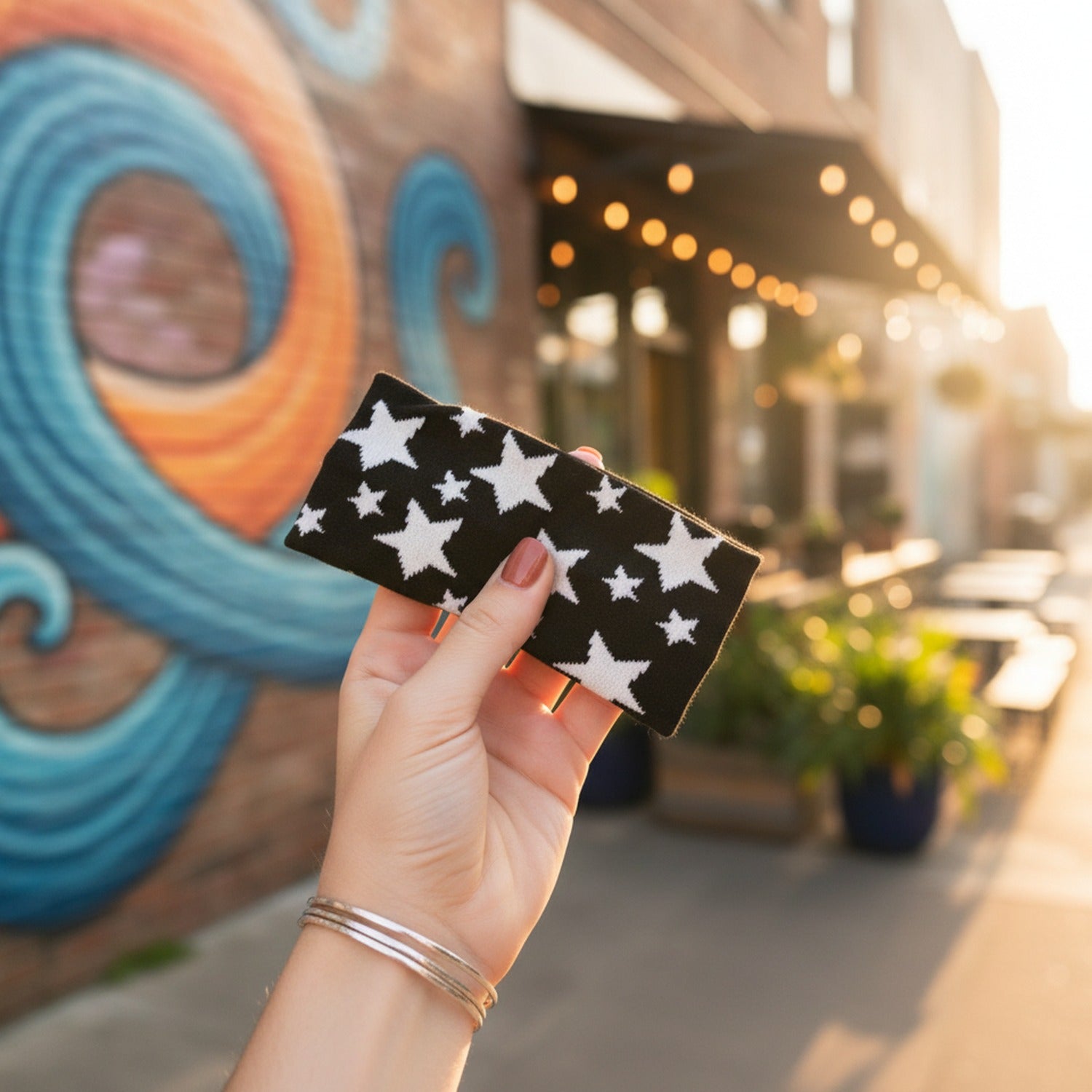 Black Star Knit Headband Wrap
