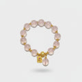 Rose Quartz Beaded Charm Bracelet Gold
