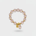 Rose Quartz Beaded Charm Bracelet Gold